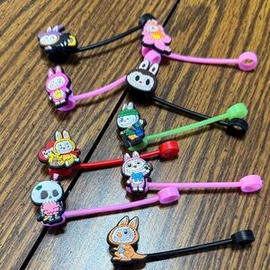 Set of 9 Labubu Straw Toppers NEW